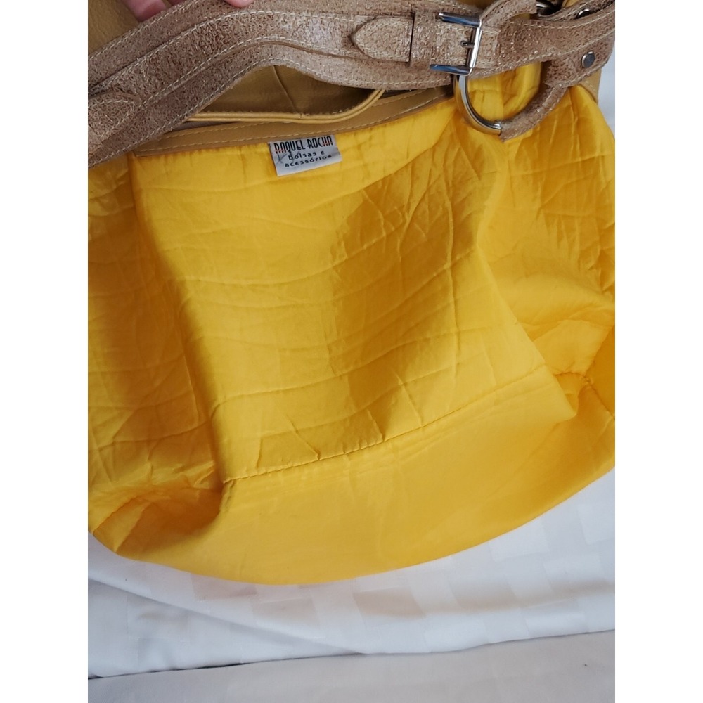 Raquel Rocha Bolsas e Large Shoulder Bag Leather Mustard Tote Made In Brazil‎ - Picture 10 of 12